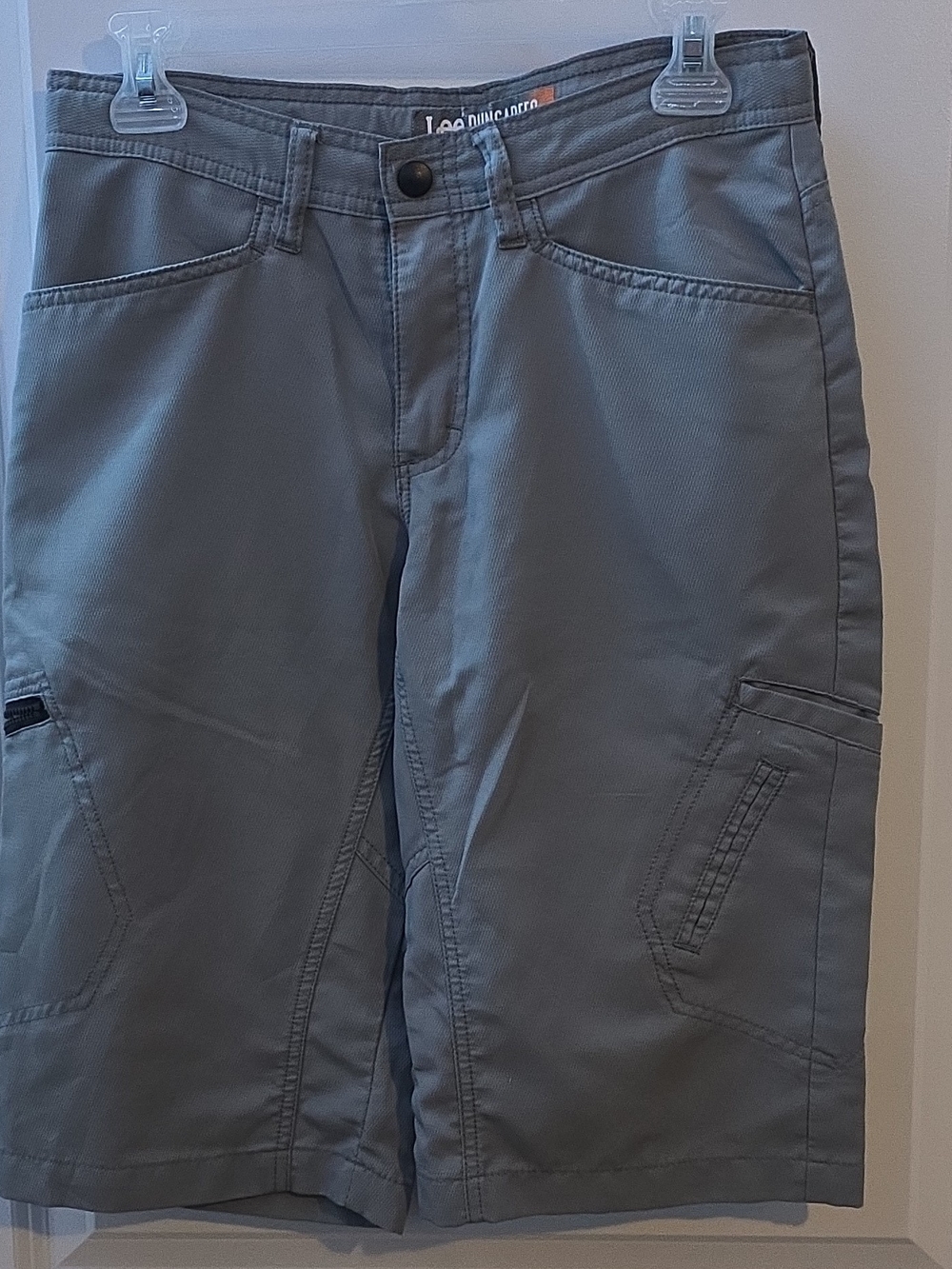 Lee Dungarees Teens 16 Gray Cargo Shorts Polyester Canvas Zip Flat Front Pockets